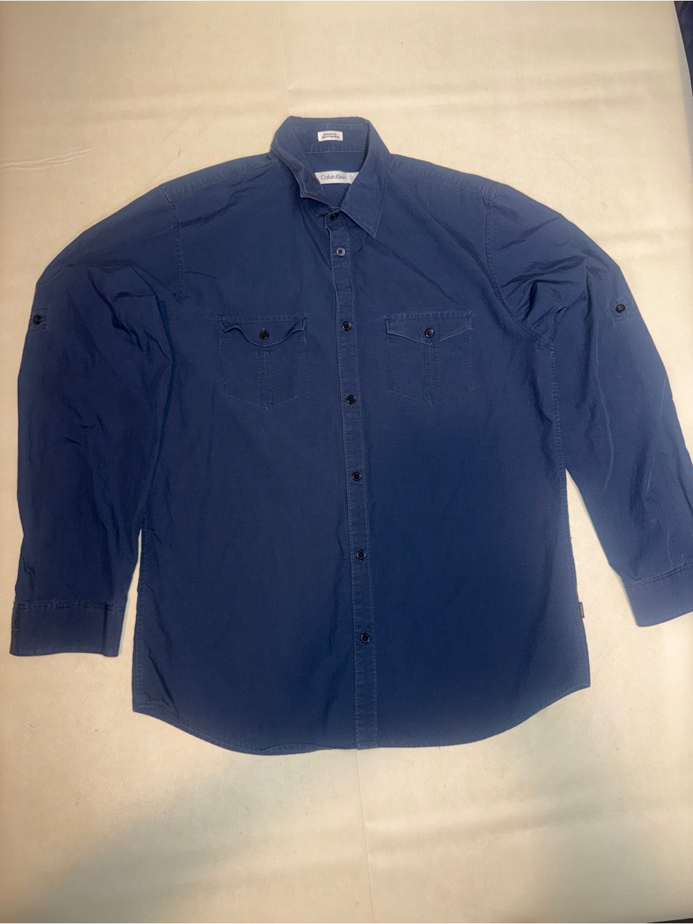 Calvin Klein Dark Blue Long-Sleeve Button-Down Shirt